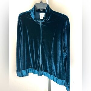 Coldwater Creek size PXL VINTAGE Teal Valore Tracksuit Zip-Up Sport Light Jacket